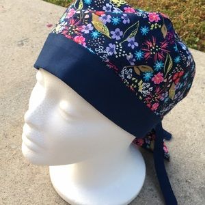 Surgical cap w ponytail holder and ties 2 for $30